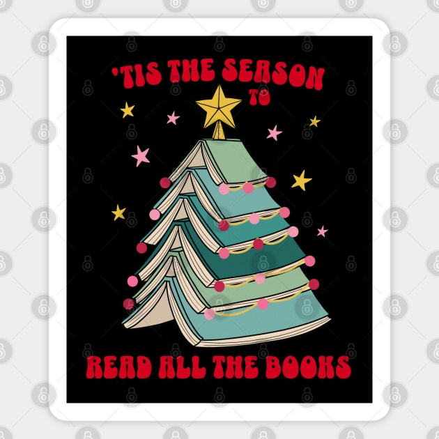 Tis the Season to Read all the Books Christmas Tree Reading Gift Magnet by PUFFYP